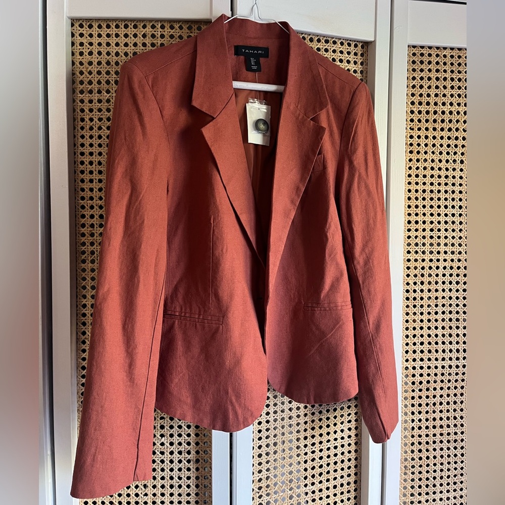 Burnt orange linen blazer